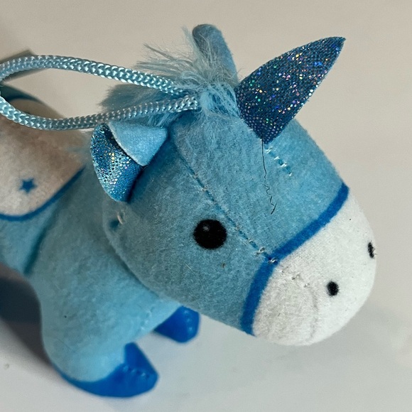Set of 2 Caravan Softoys Blue Unicorn Plush Ornaments with Sparkly Details - Picture 8 of 9